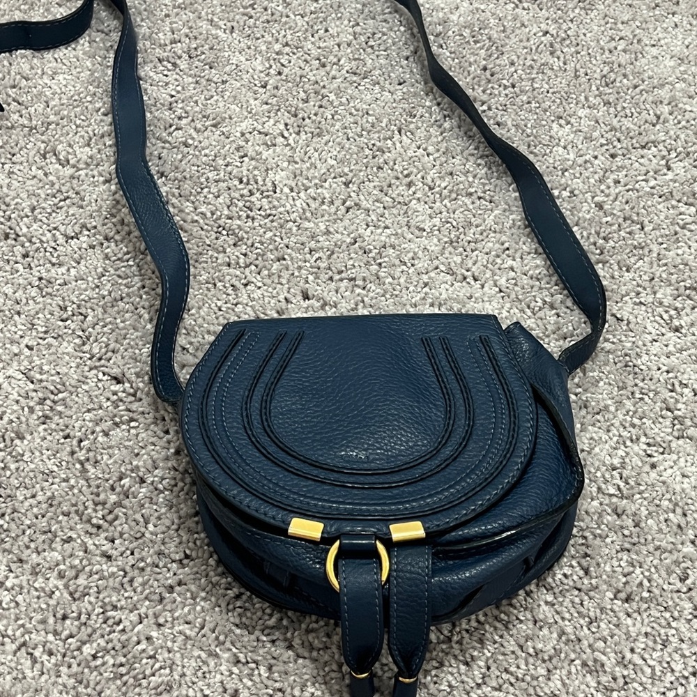 Chloe Dark Blue Leather Crossbody Bag
